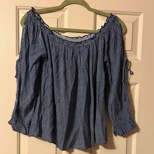Women's Blue Off-Shoulder Top